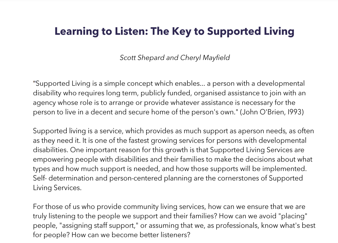 Cover art for: Learning to Listen : The key to Supported Living