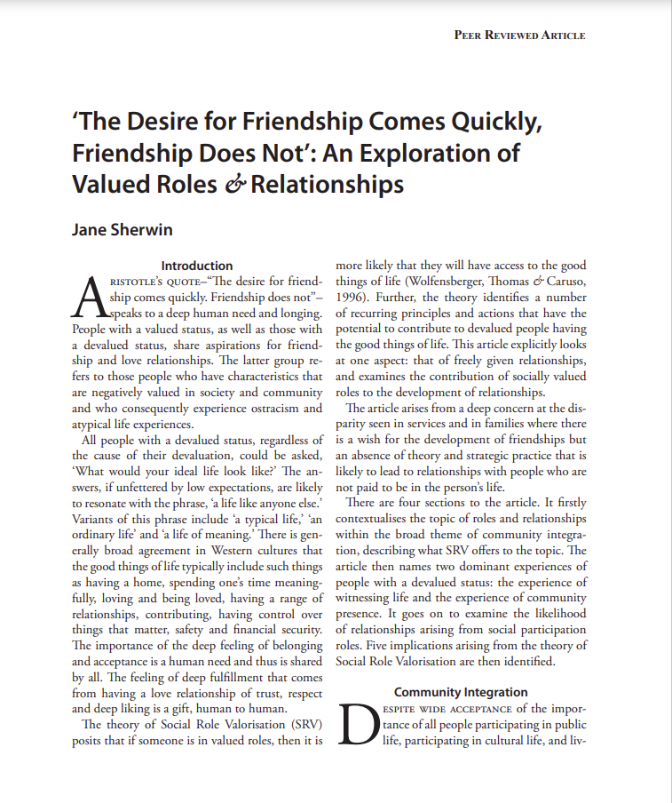 Cover art for: An Exploration of Valued Roles and Relationships