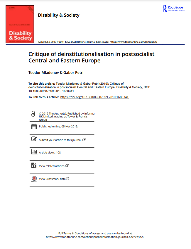 Cover art for: Critique of deinstitutionalisation in postsocialist Central and Eastern Europe