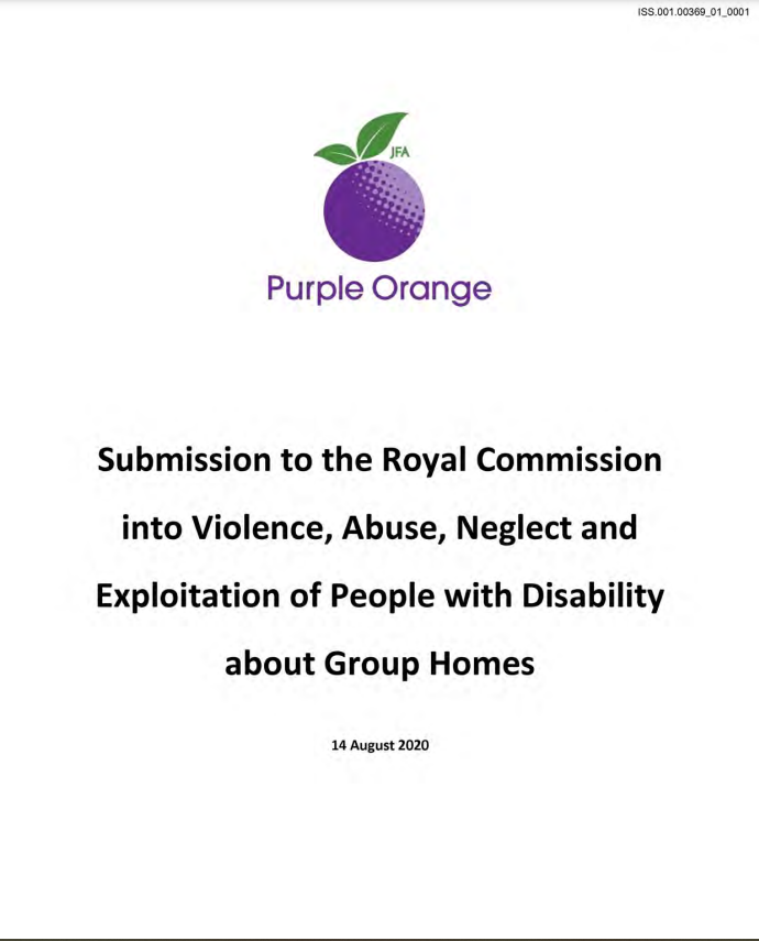 Cover art for: JFA Purple Orange Response to Group Homes Issue Paper