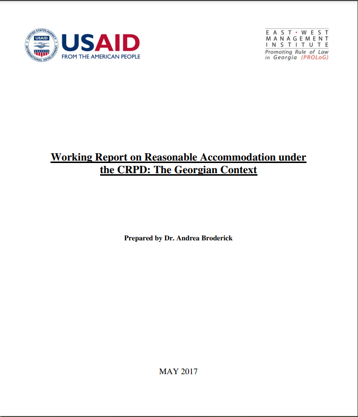 Cover art for: Working Report on Reasonable Accommodation under the CRPD: The Georgian Context